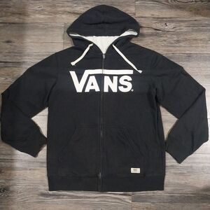 Vans Bike Skate Logo Graphic Sweatshirt Hoodie Mens S Black Varsity Y2K Jacket